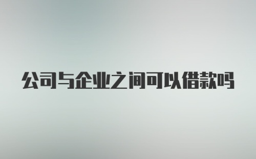 公司与企业之间可以借款吗