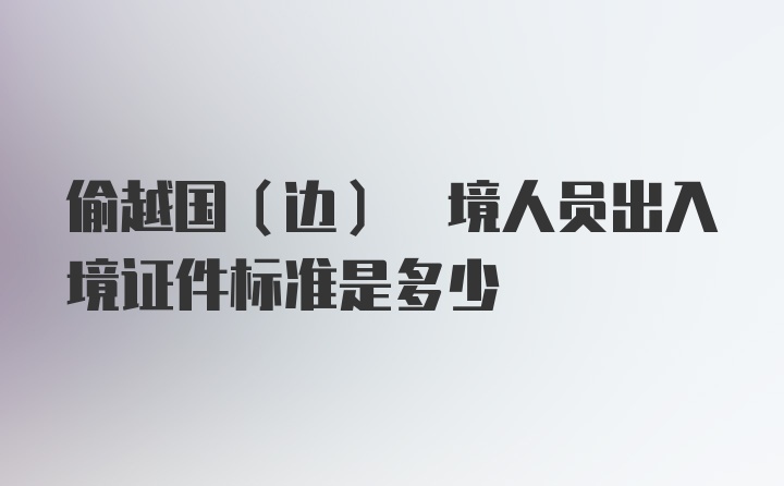 偷越国(边) 境人员出入境证件标准是多少