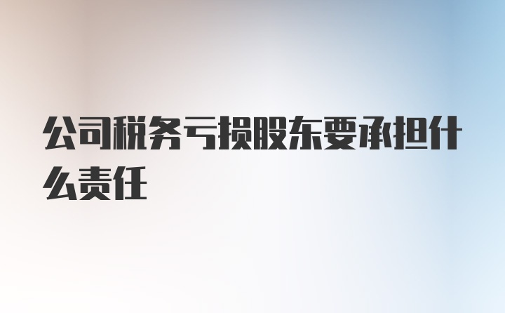 公司税务亏损股东要承担什么责任