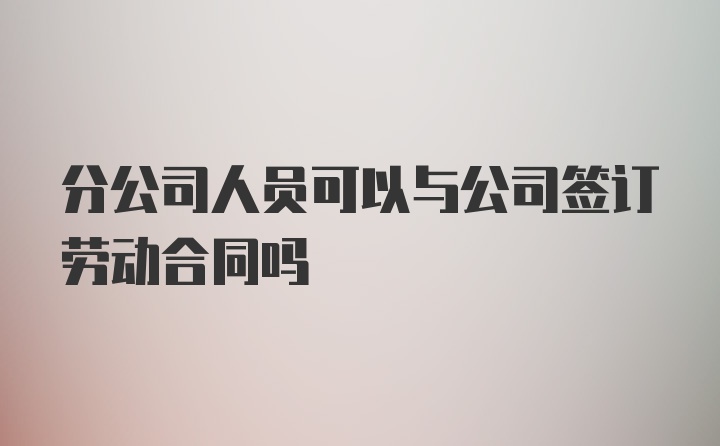 分公司人员可以与公司签订劳动合同吗