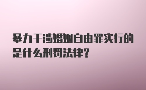 暴力干涉婚姻自由罪实行的是什么刑罚法律?