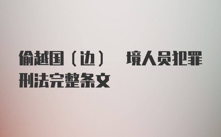 偷越国(边) 境人员犯罪刑法完整条文