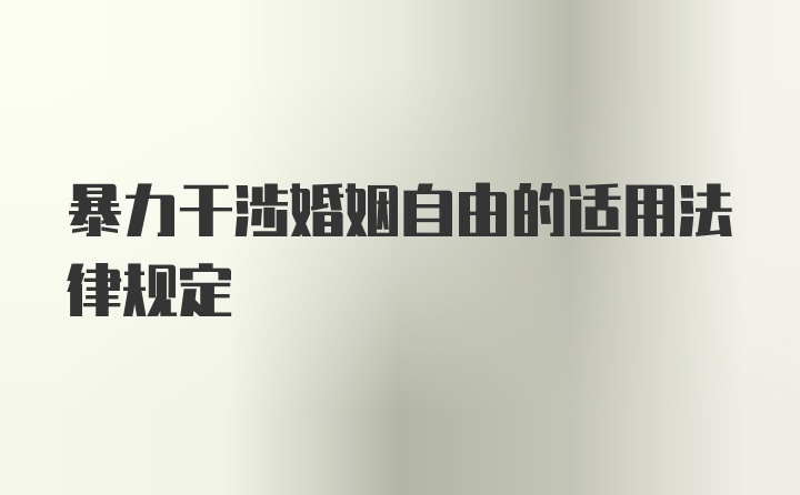 暴力干涉婚姻自由的适用法律规定