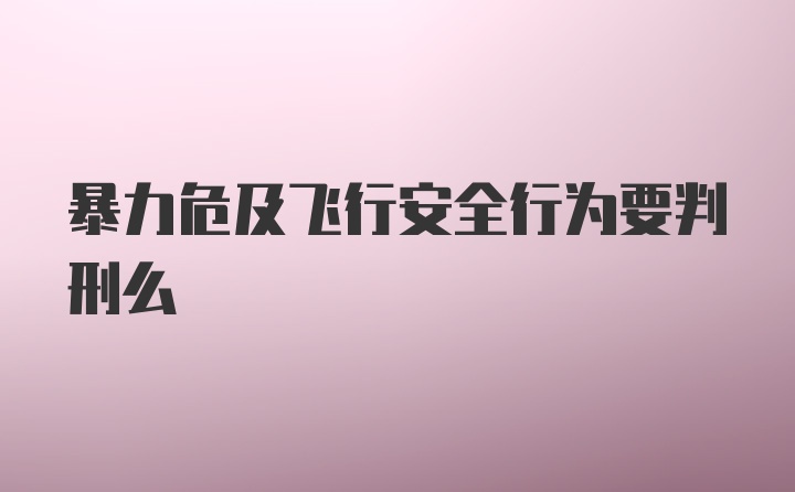 暴力危及飞行安全行为要判刑么