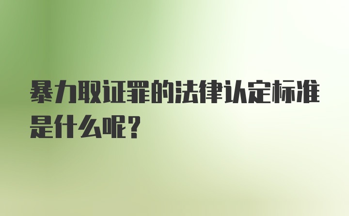 暴力取证罪的法律认定标准是什么呢？