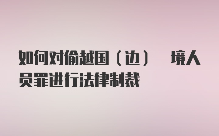 如何对偷越国(边) 境人员罪进行法律制裁