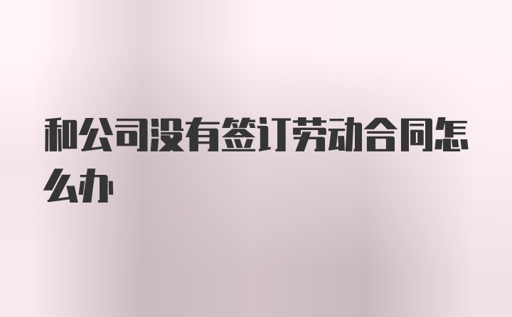 和公司没有签订劳动合同怎么办