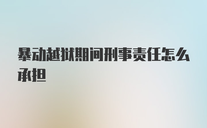 暴动越狱期间刑事责任怎么承担