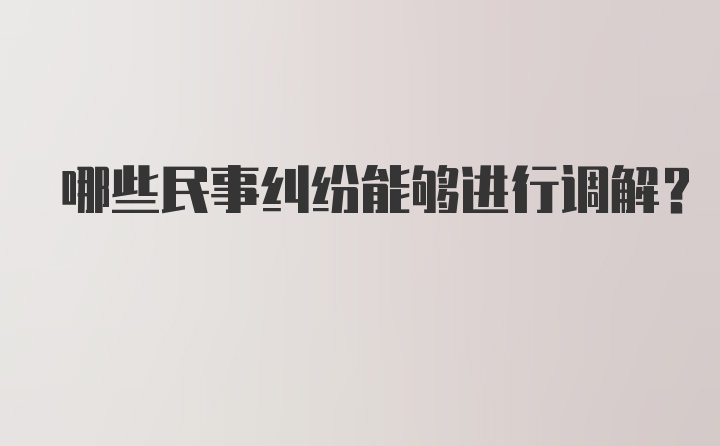 哪些民事纠纷能够进行调解？