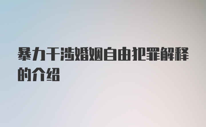 暴力干涉婚姻自由犯罪解释的介绍