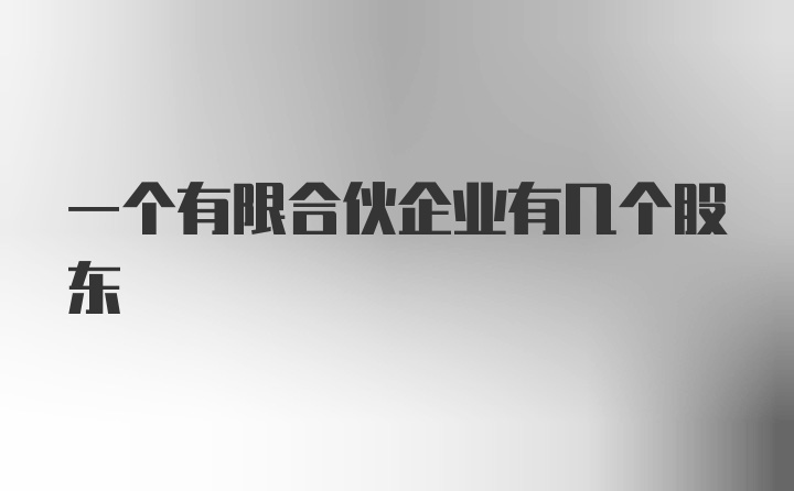 一个有限合伙企业有几个股东