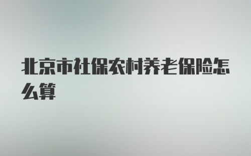 北京市社保农村养老保险怎么算