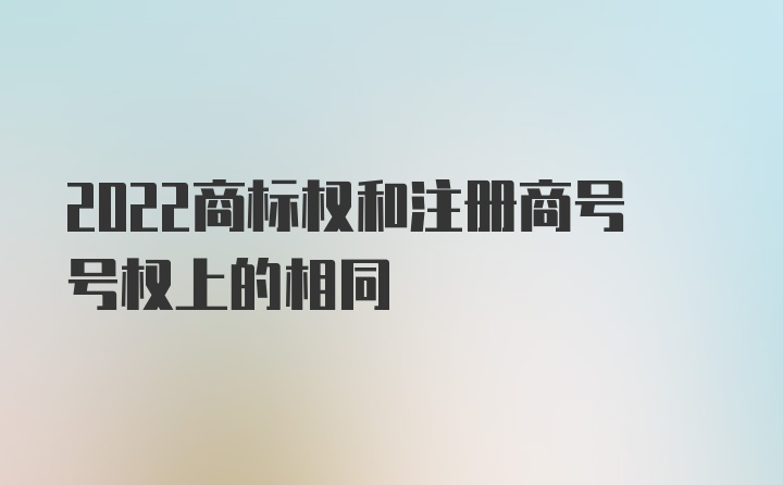 2022商标权和注册商号号权上的相同