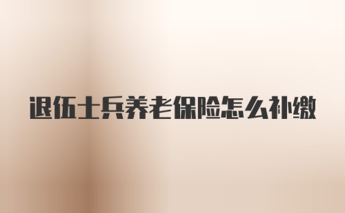 退伍士兵养老保险怎么补缴