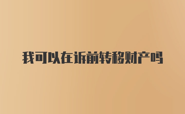 我可以在诉前转移财产吗