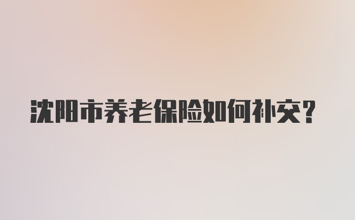 沈阳市养老保险如何补交？