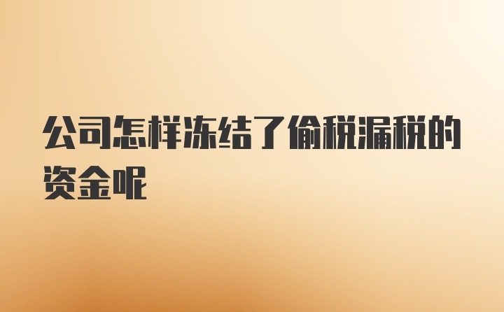 公司怎样冻结了偷税漏税的资金呢