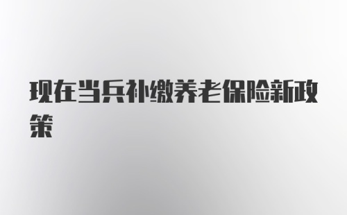 现在当兵补缴养老保险新政策