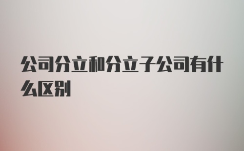 公司分立和分立子公司有什么区别