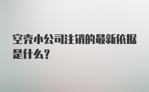 空壳小公司注销的最新依据是什么？