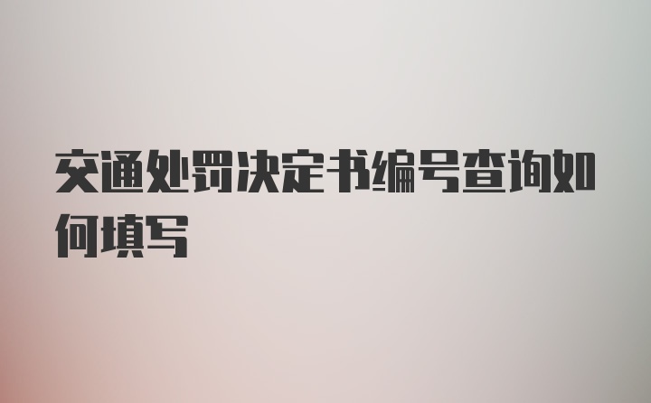 交通处罚决定书编号查询如何填写