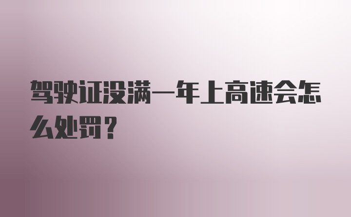 驾驶证没满一年上高速会怎么处罚？