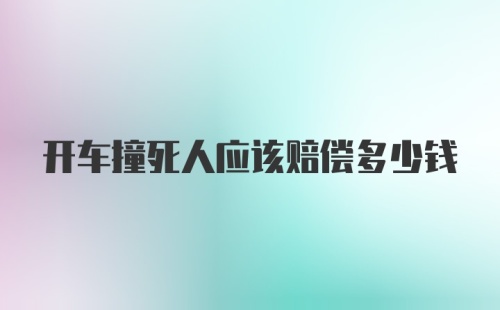 开车撞死人应该赔偿多少钱