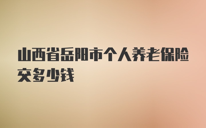 山西省岳阳市个人养老保险交多少钱