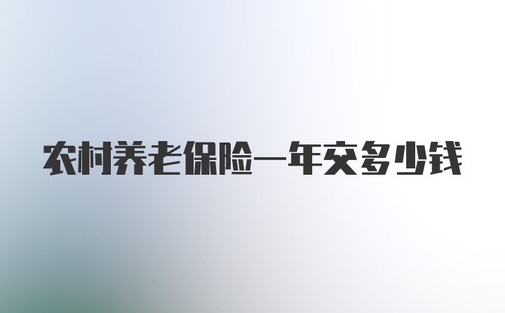 农村养老保险一年交多少钱