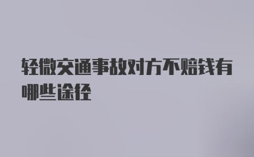 轻微交通事故对方不赔钱有哪些途径