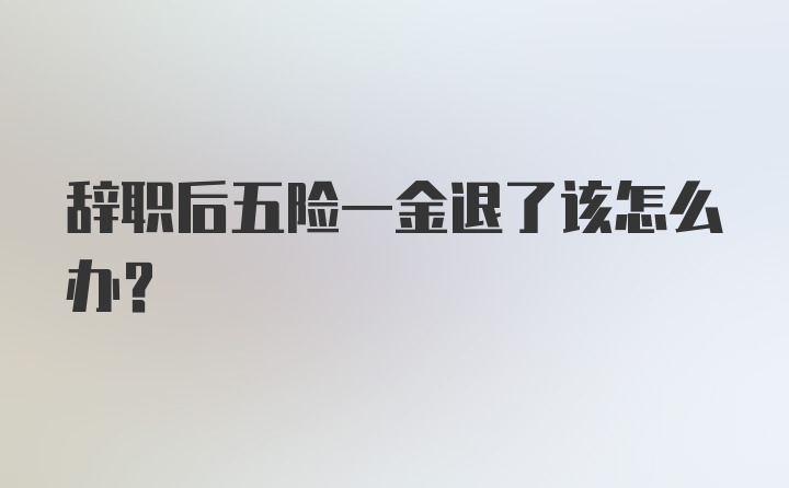 辞职后五险一金退了该怎么办？