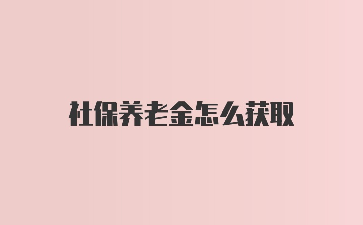 社保养老金怎么获取