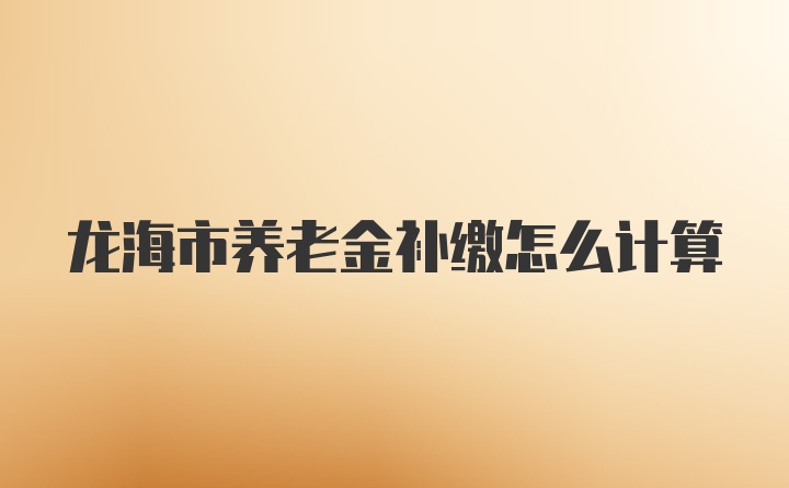 龙海市养老金补缴怎么计算