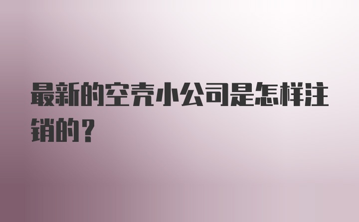 最新的空壳小公司是怎样注销的？