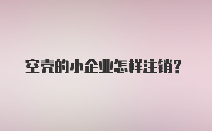 空壳的小企业怎样注销？