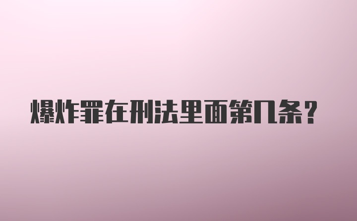 爆炸罪在刑法里面第几条?