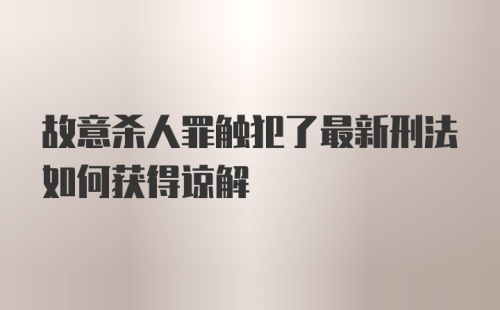 故意杀人罪触犯了最新刑法如何获得谅解