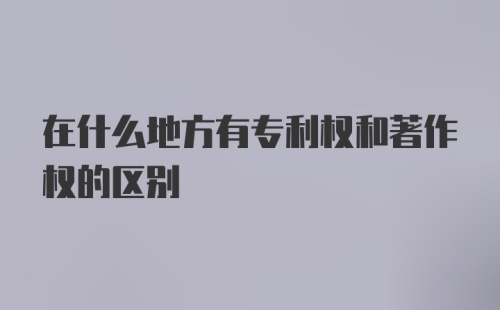 在什么地方有专利权和著作权的区别