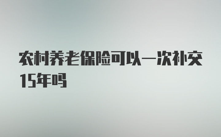 农村养老保险可以一次补交15年吗