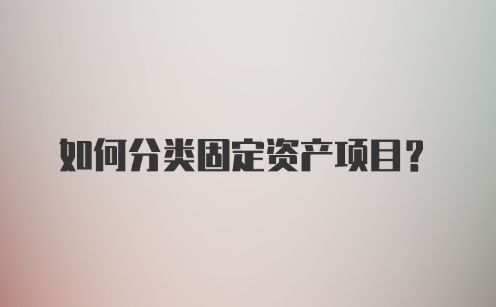 如何分类固定资产项目？