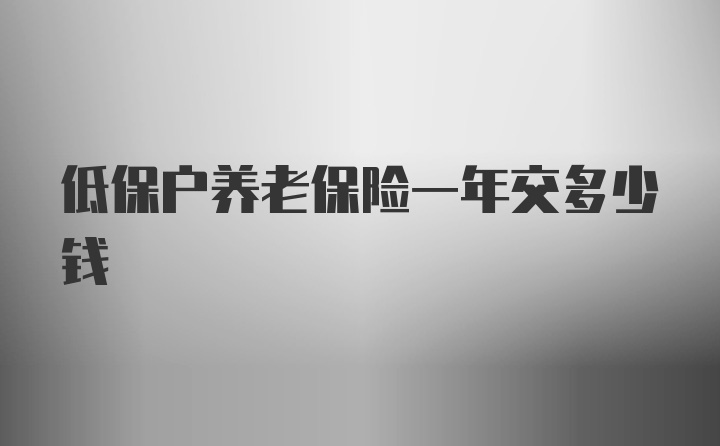 低保户养老保险一年交多少钱