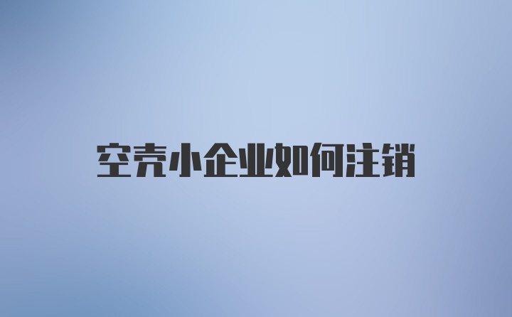 空壳小企业如何注销