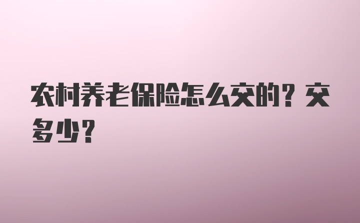 农村养老保险怎么交的？交多少？