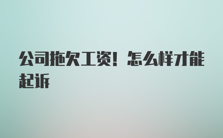 公司拖欠工资！怎么样才能起诉