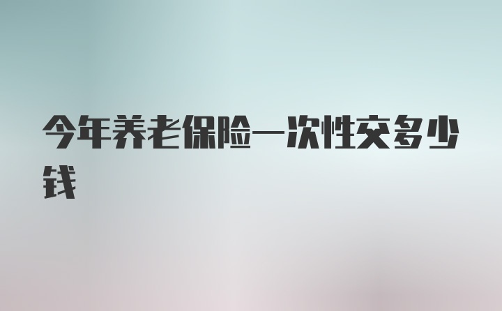 今年养老保险一次性交多少钱