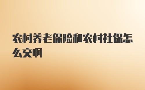 农村养老保险和农村社保怎么交啊