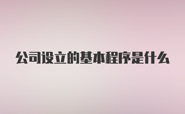 公司设立的基本程序是什么