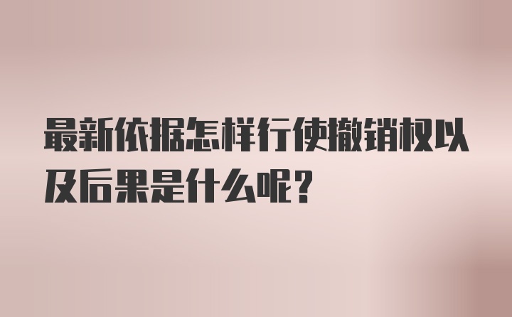 最新依据怎样行使撤销权以及后果是什么呢？