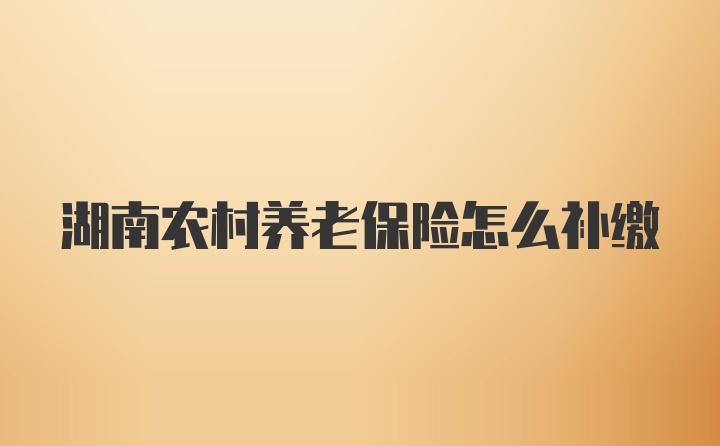 湖南农村养老保险怎么补缴