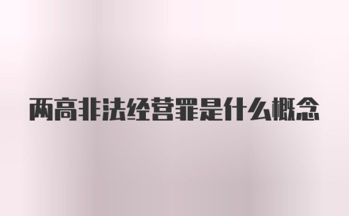 两高非法经营罪是什么概念